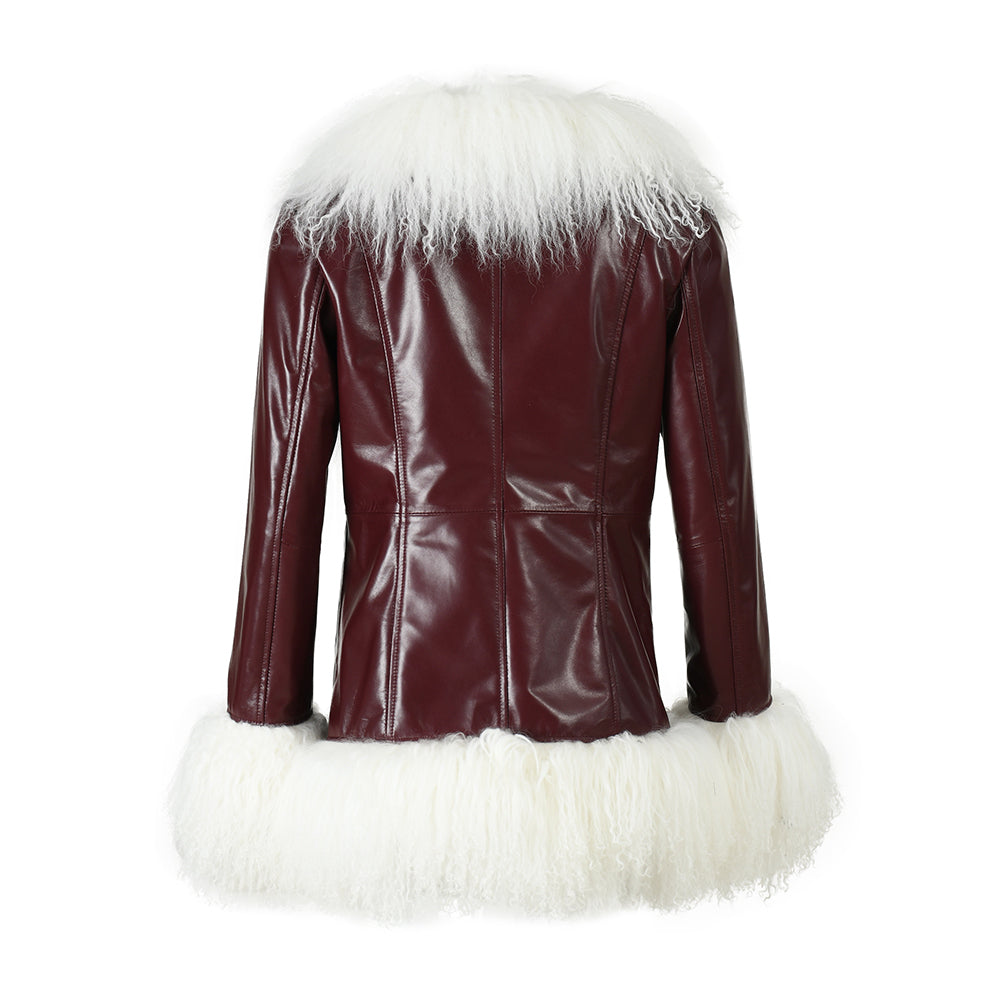 Custom Mongolian Fur Sheepskin Leather Leather Jackets For Ladies