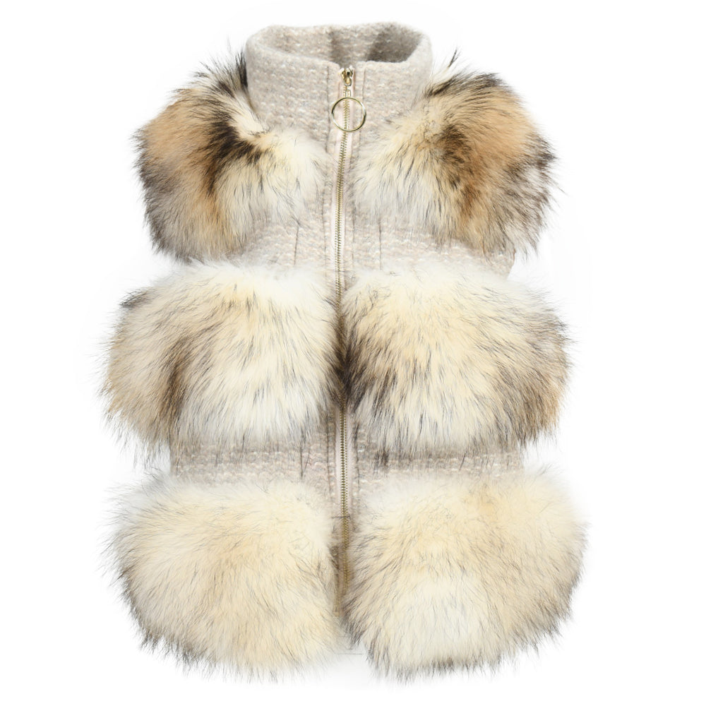 hick Warm Fox Fur Gilet Custom High Quality Real Fox fur Vest Puffer Womens