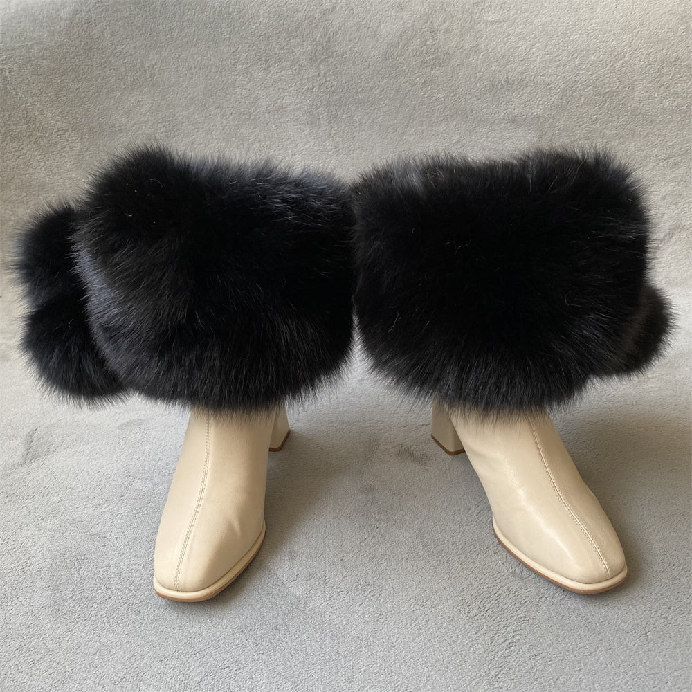 Solid Color Fur Lady Boots Accessories