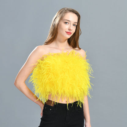 Ostrich Feather Crop Top