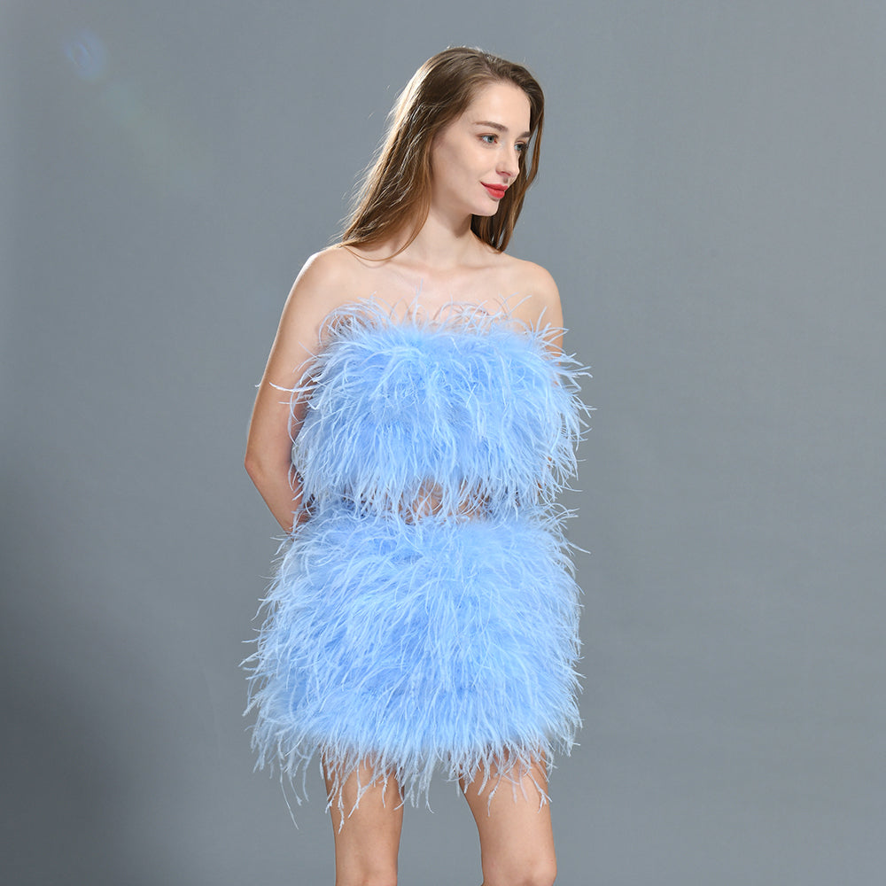 Ostrich Feather Crop Top