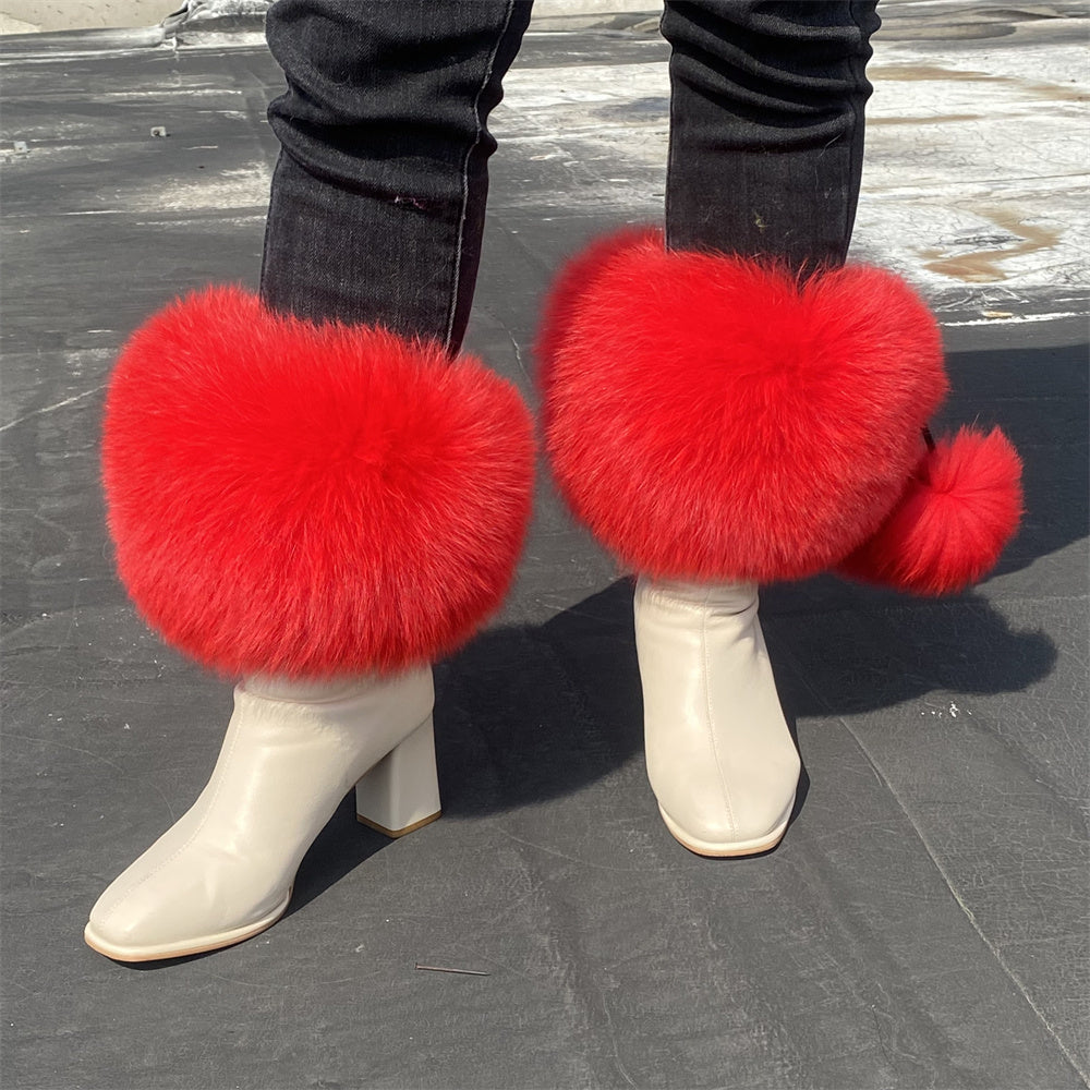 Solid Color Fur Lady Boots Accessories