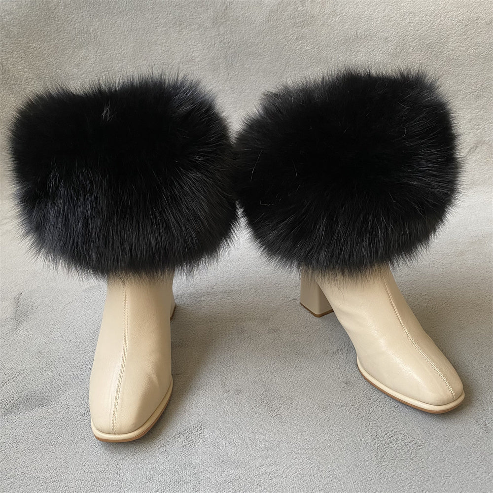 Solid Color Fur Lady Boots Accessories