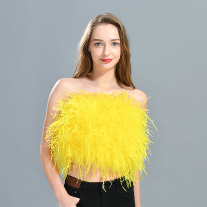 Ostrich Feather Crop Top