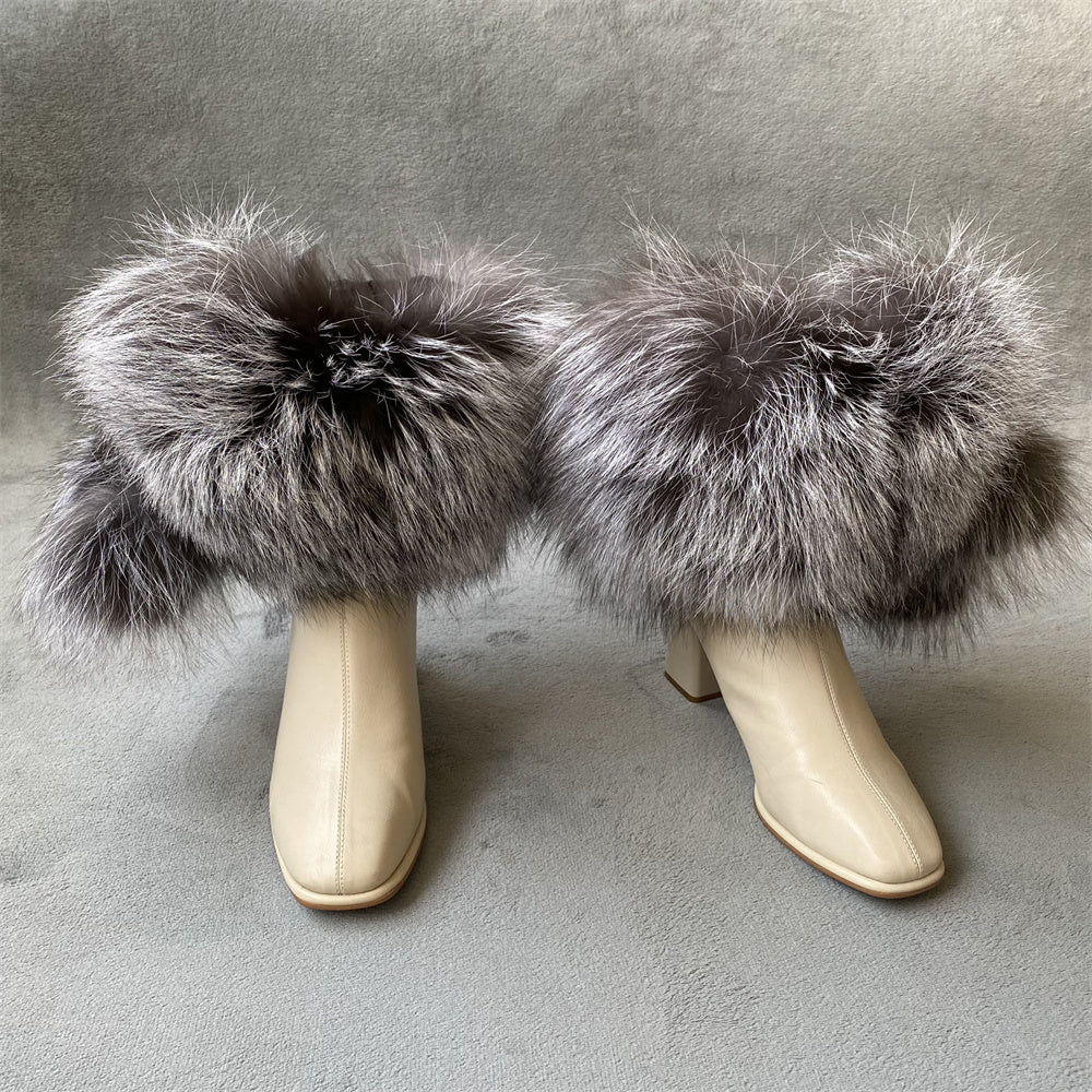 Solid Color Fur Lady Boots Accessories