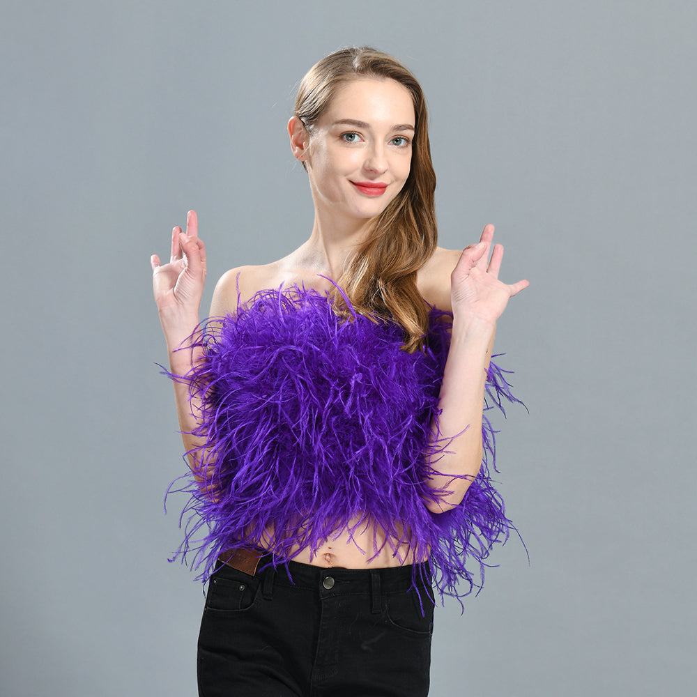 Ostrich Feather Crop Top