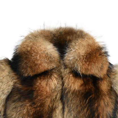 New Design Warm Thick Cashmere Raccoon Fur Collar Regular Length For Women