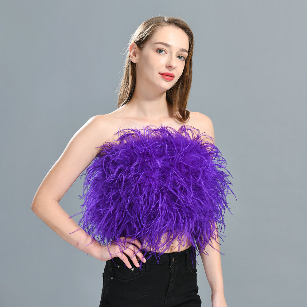 Ostrich Feather Crop Top