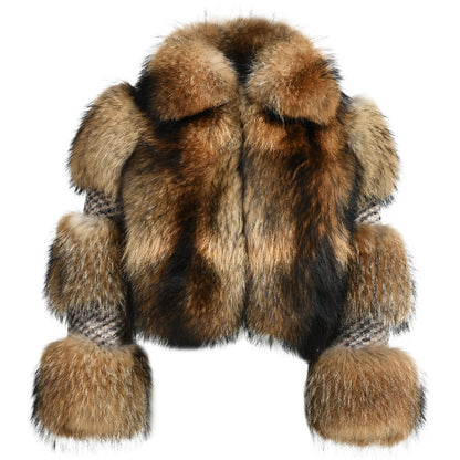 New Design Warm Thick Cashmere Raccoon Fur Collar Regular Length For Women