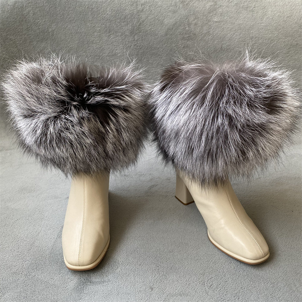 Solid Color Fur Lady Boots Accessories