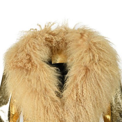 Custom Mongolian Fur Sheepskin Leather Leather Jackets For Ladies