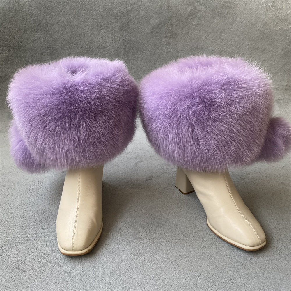 Solid Color Fur Lady Boots Accessories