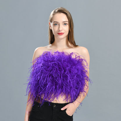 Ostrich Feather Crop Top