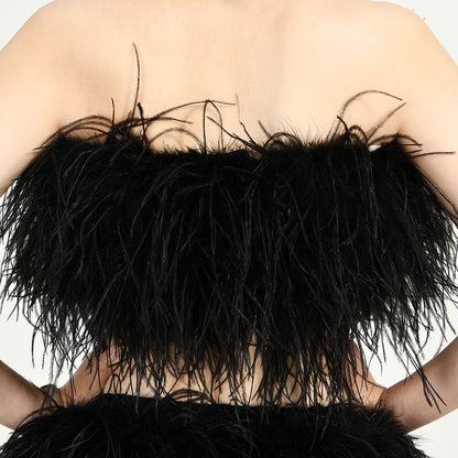 Ostrich Feather Crop Top