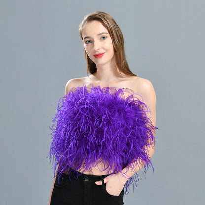 Ostrich Feather Crop Top