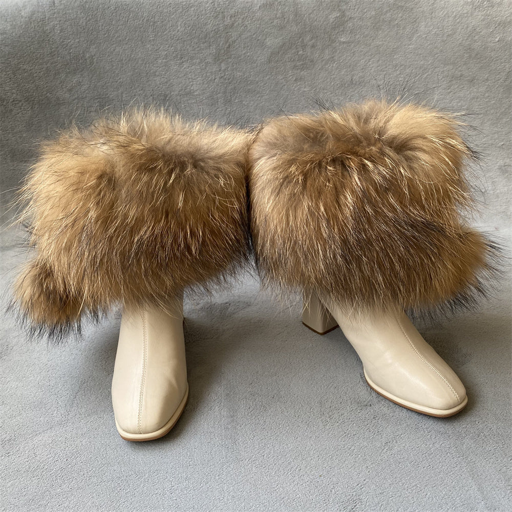 Solid Color Fur Lady Boots Accessories