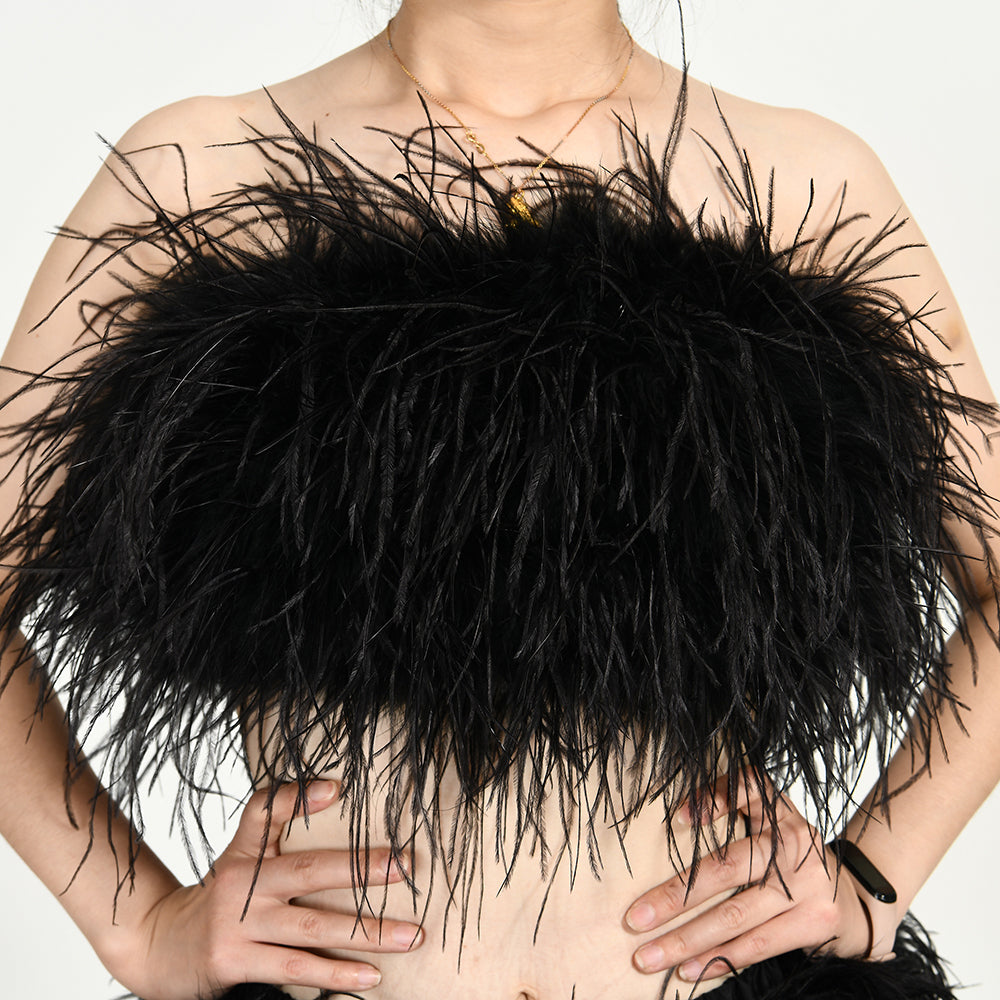 Ostrich Feather Crop Top