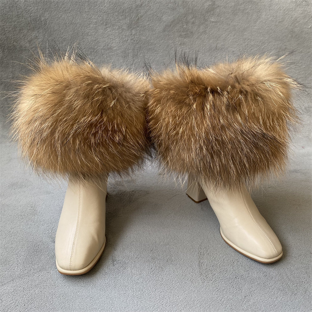 Solid Color Fur Lady Boots Accessories