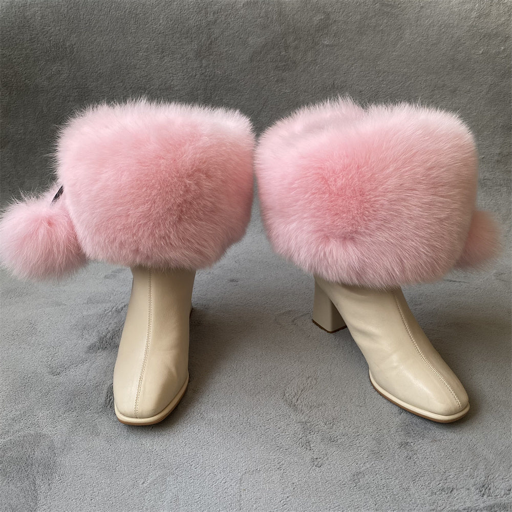 Solid Color Fur Lady Boots Accessories