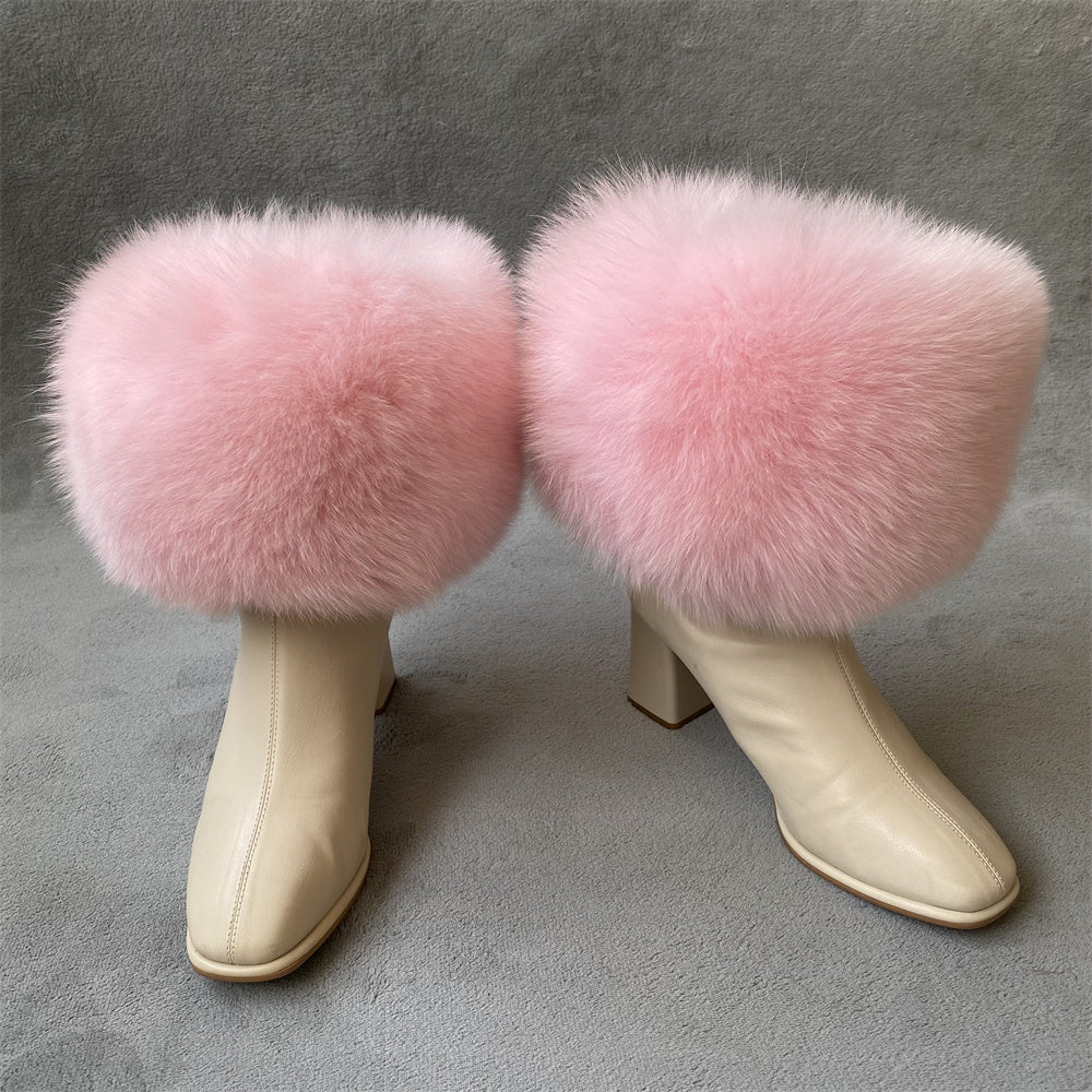 Solid Color Fur Lady Boots Accessories