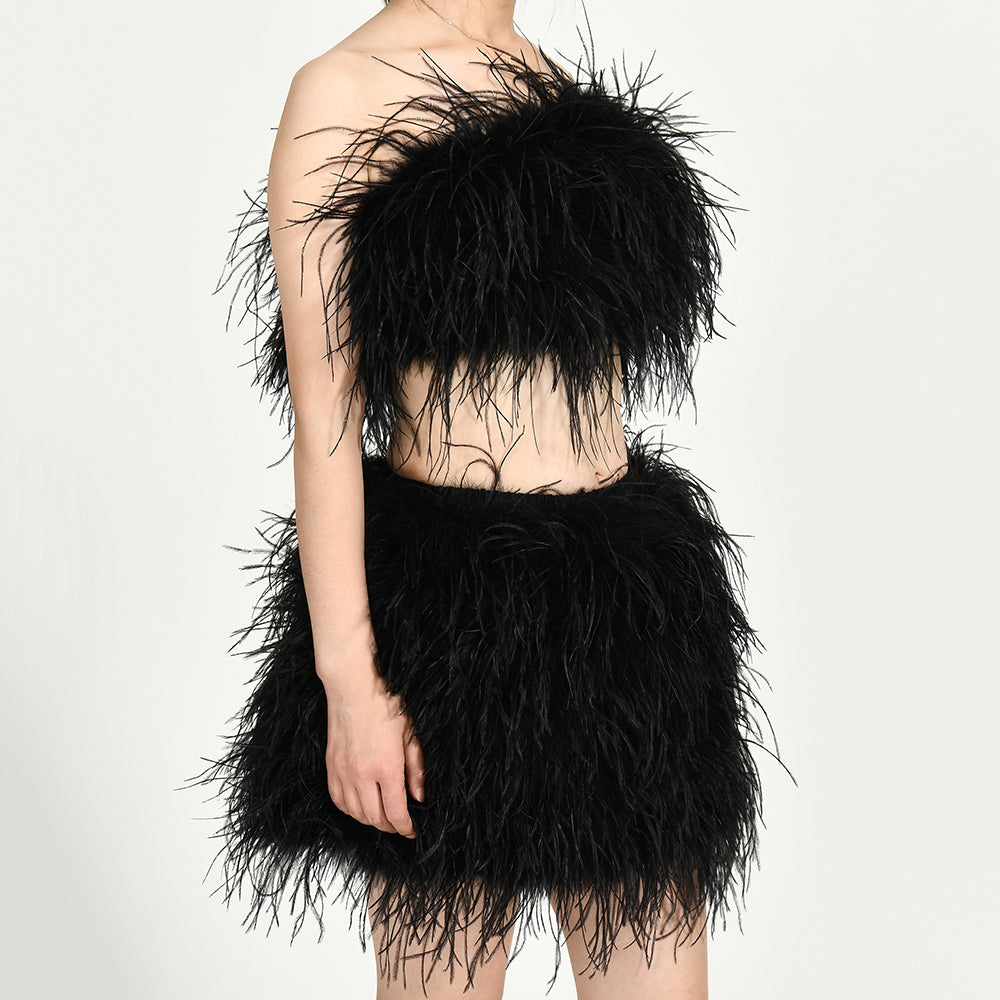 Ostrich Feather Crop Top