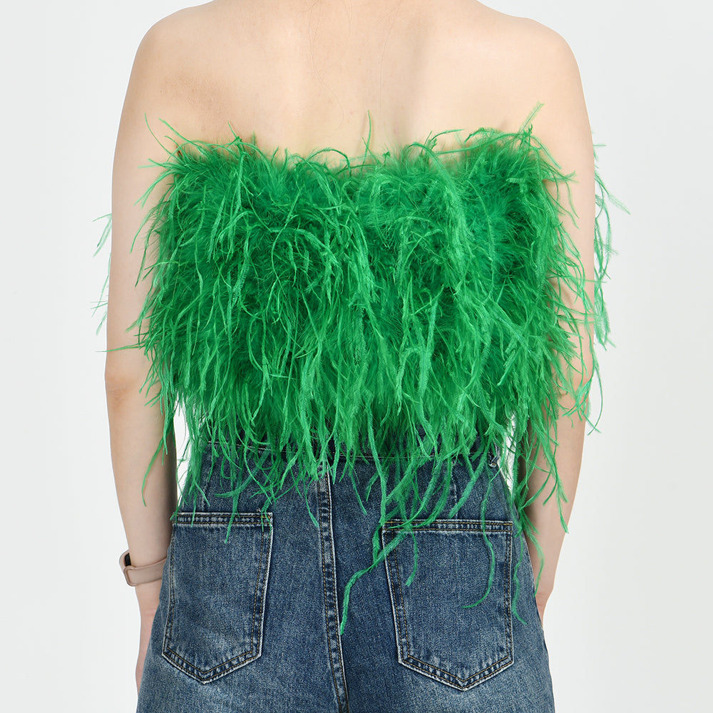 Ostrich Feather Crop Top