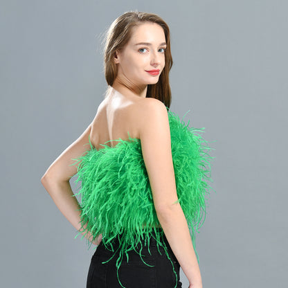 Ostrich Feather Crop Top