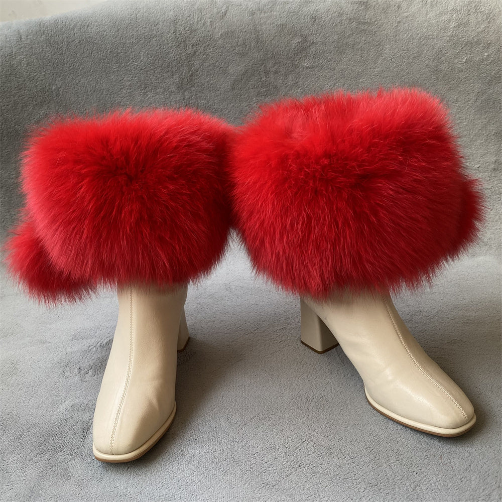 Solid Color Fur Lady Boots Accessories