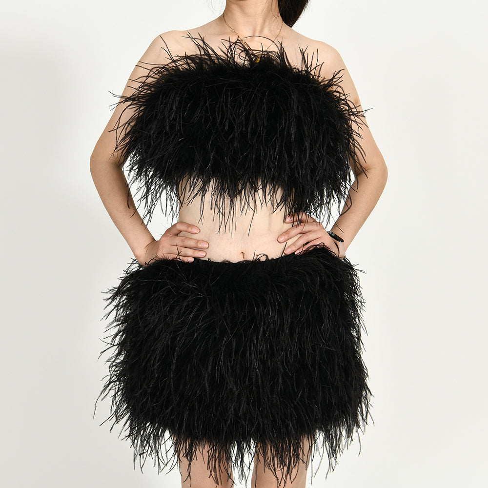 Ostrich Feather Crop Top