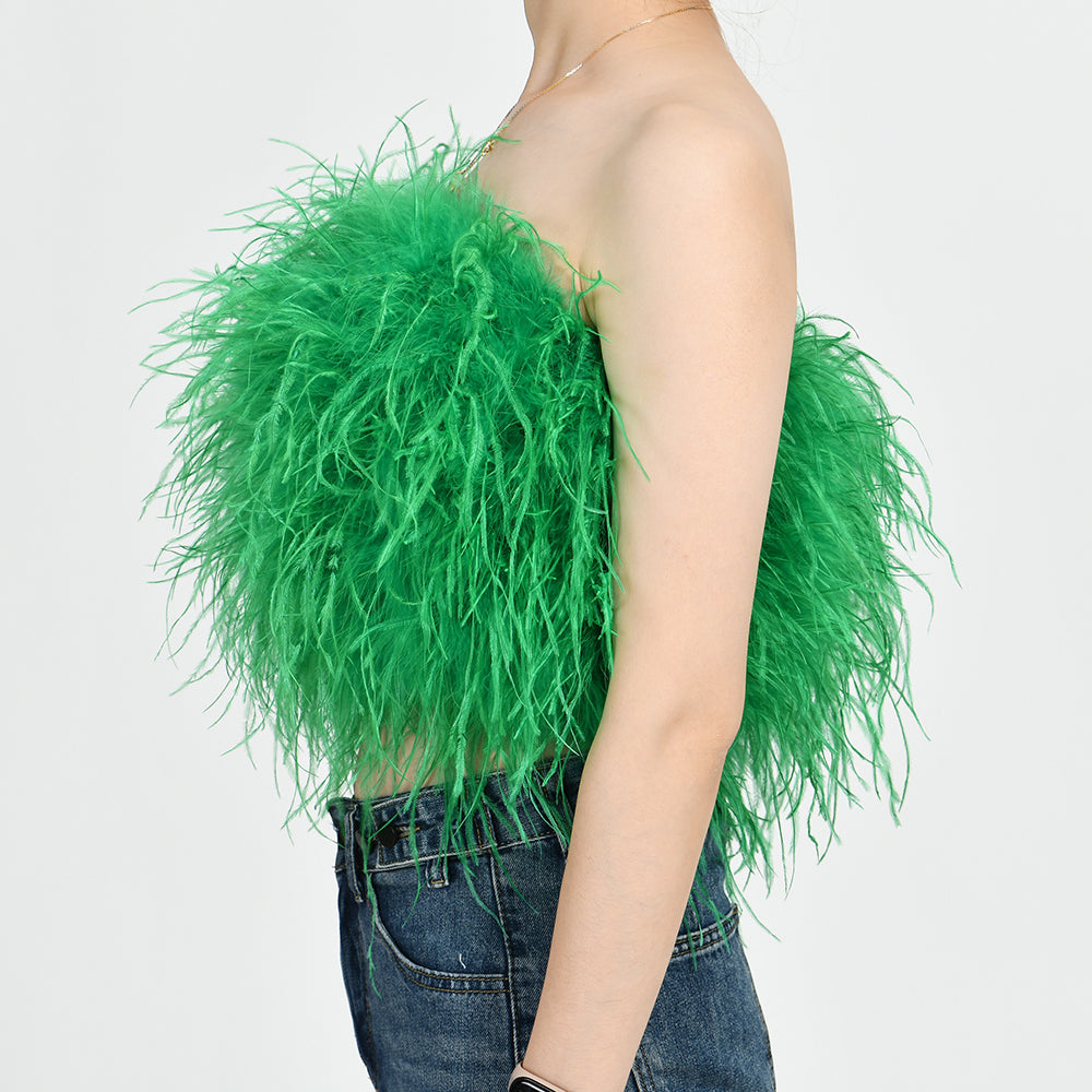 Ostrich Feather Crop Top