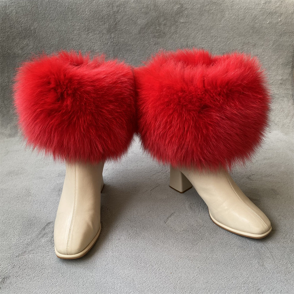 Solid Color Fur Lady Boots Accessories