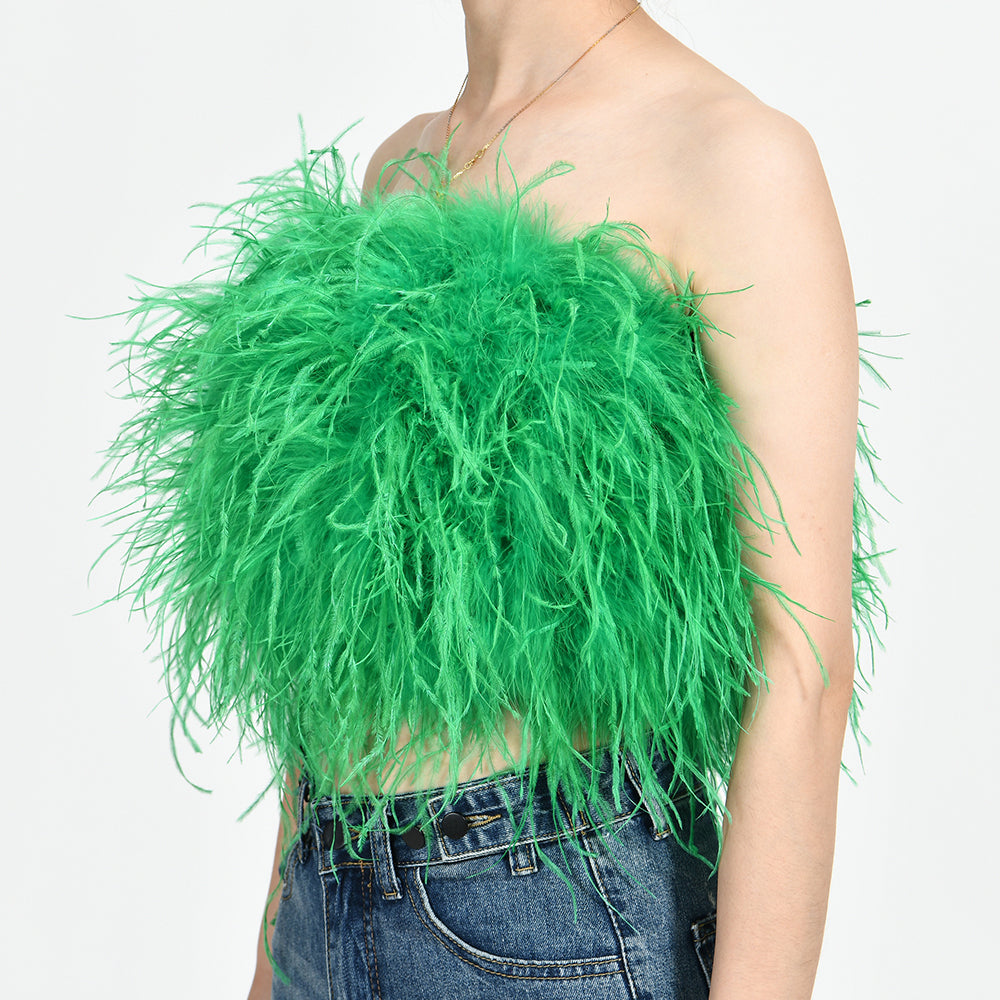 Ostrich Feather Crop Top