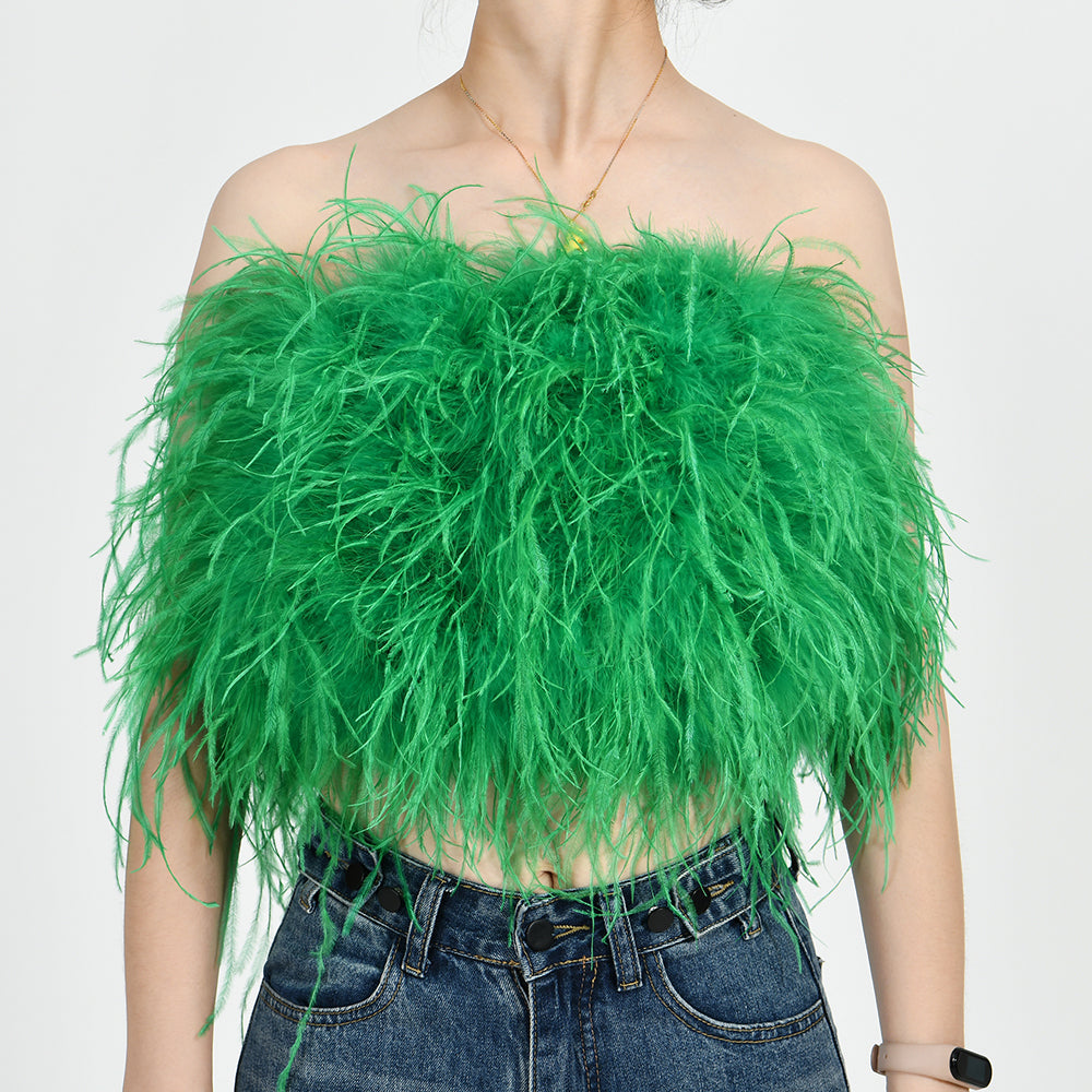 Ostrich Feather Crop Top