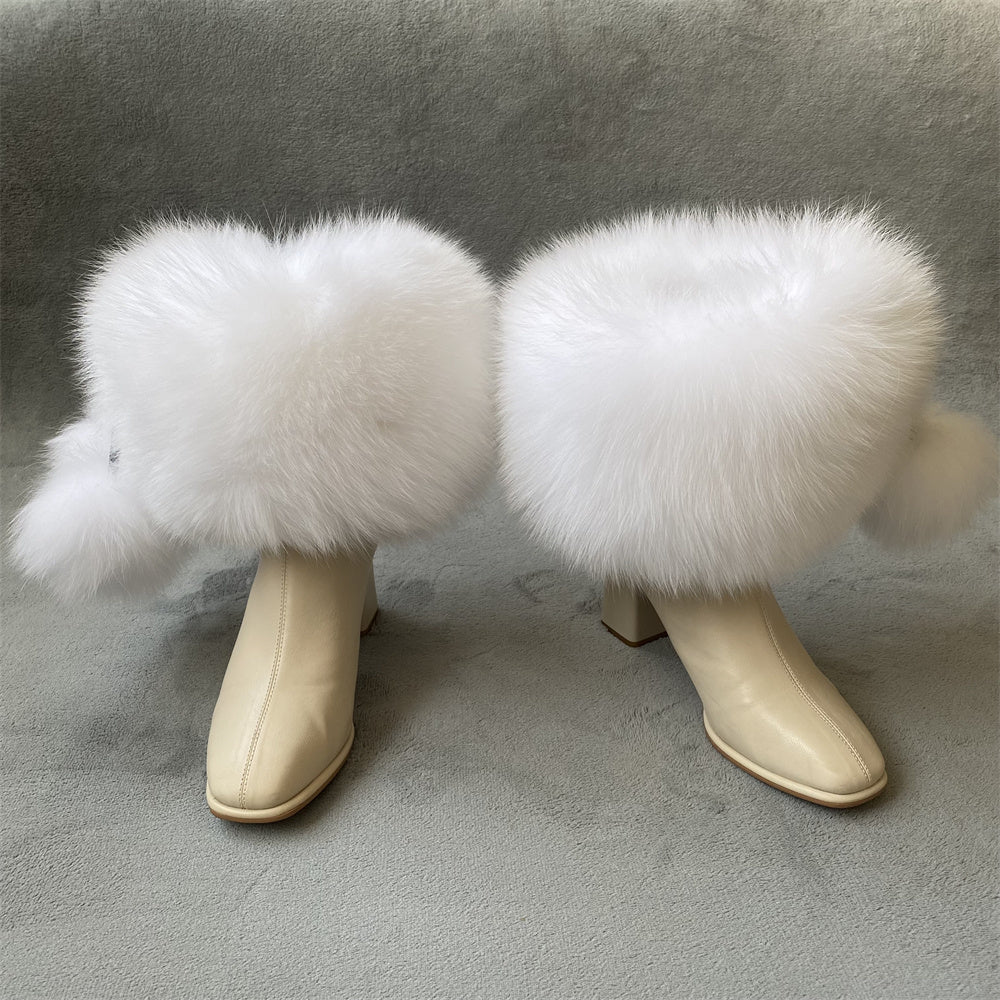 Solid Color Fur Lady Boots Accessories