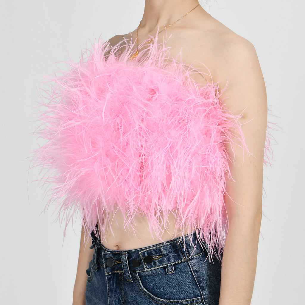 Ostrich Feather Crop Top