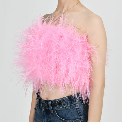 Ostrich Feather Crop Top