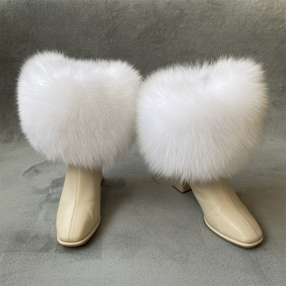 Solid Color Fur Lady Boots Accessories