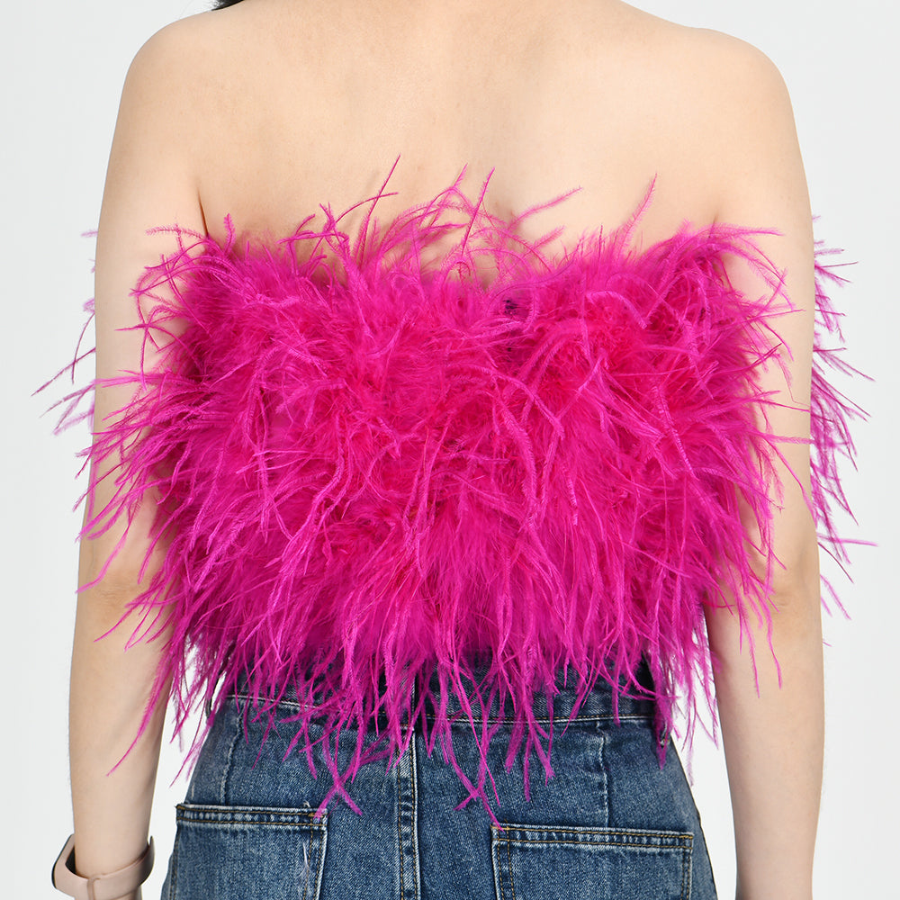 Ostrich Feather Crop Top