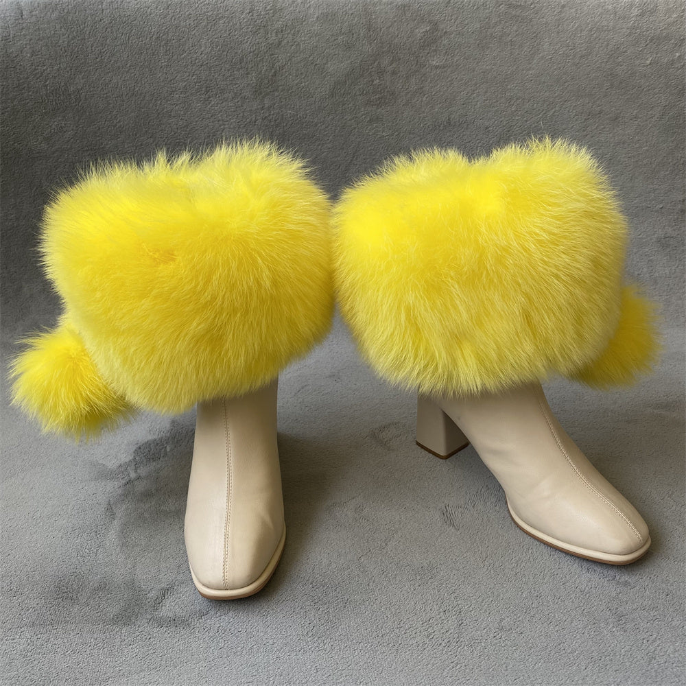 Solid Color Fur Lady Boots Accessories