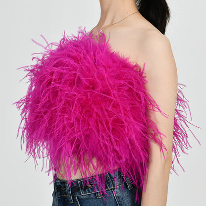 Ostrich Feather Crop Top