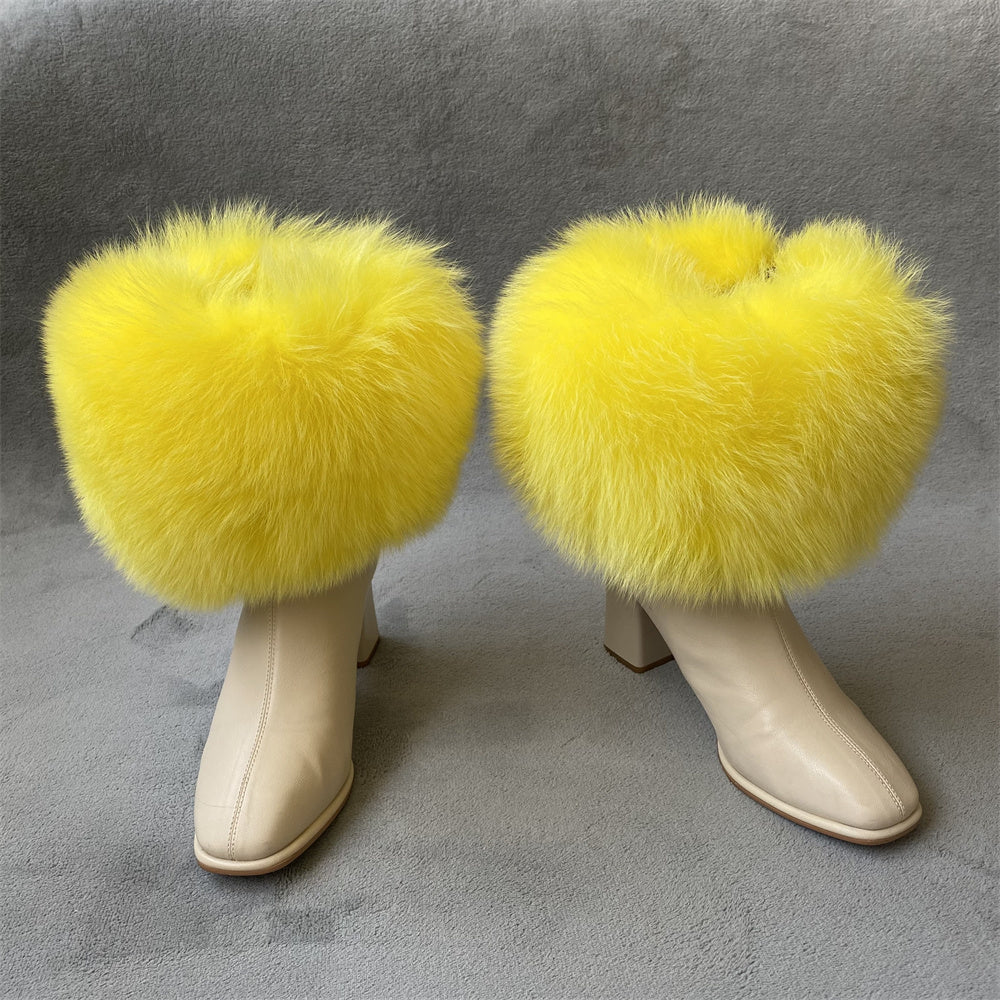 Solid Color Fur Lady Boots Accessories