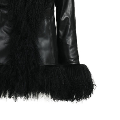 Custom Mongolian Fur Sheepskin Leather Leather Jackets For Ladies