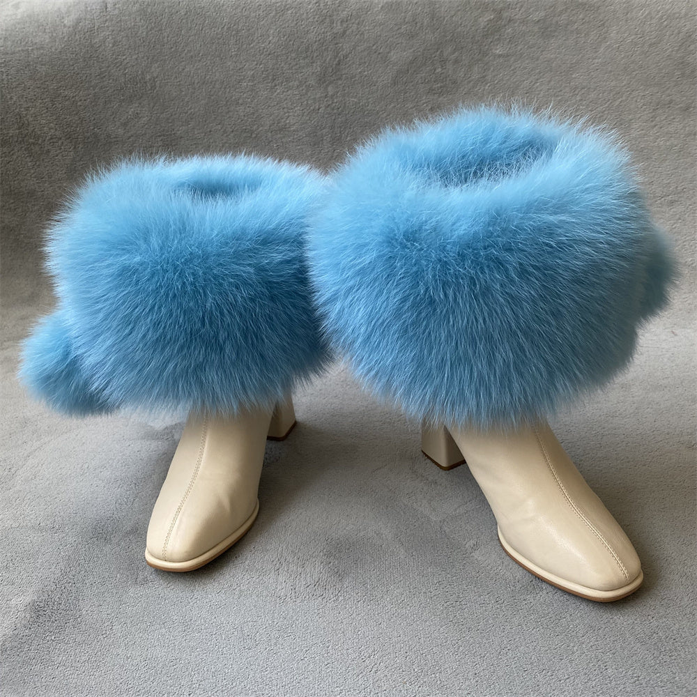 Solid Color Fur Lady Boots Accessories