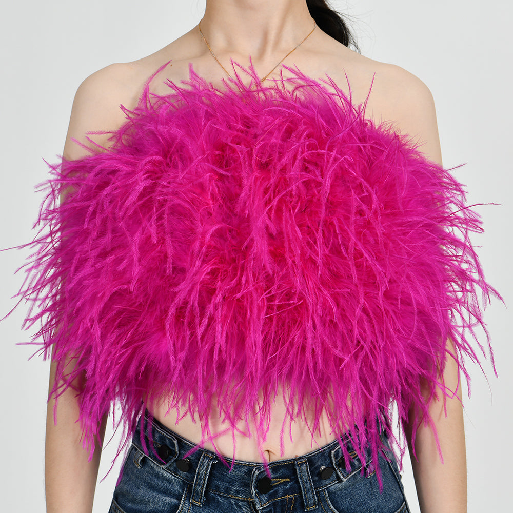 Ostrich Feather Crop Top