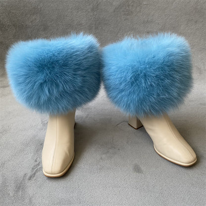 Solid Color Fur Lady Boots Accessories