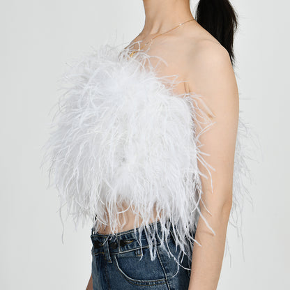 Ostrich Feather Crop Top