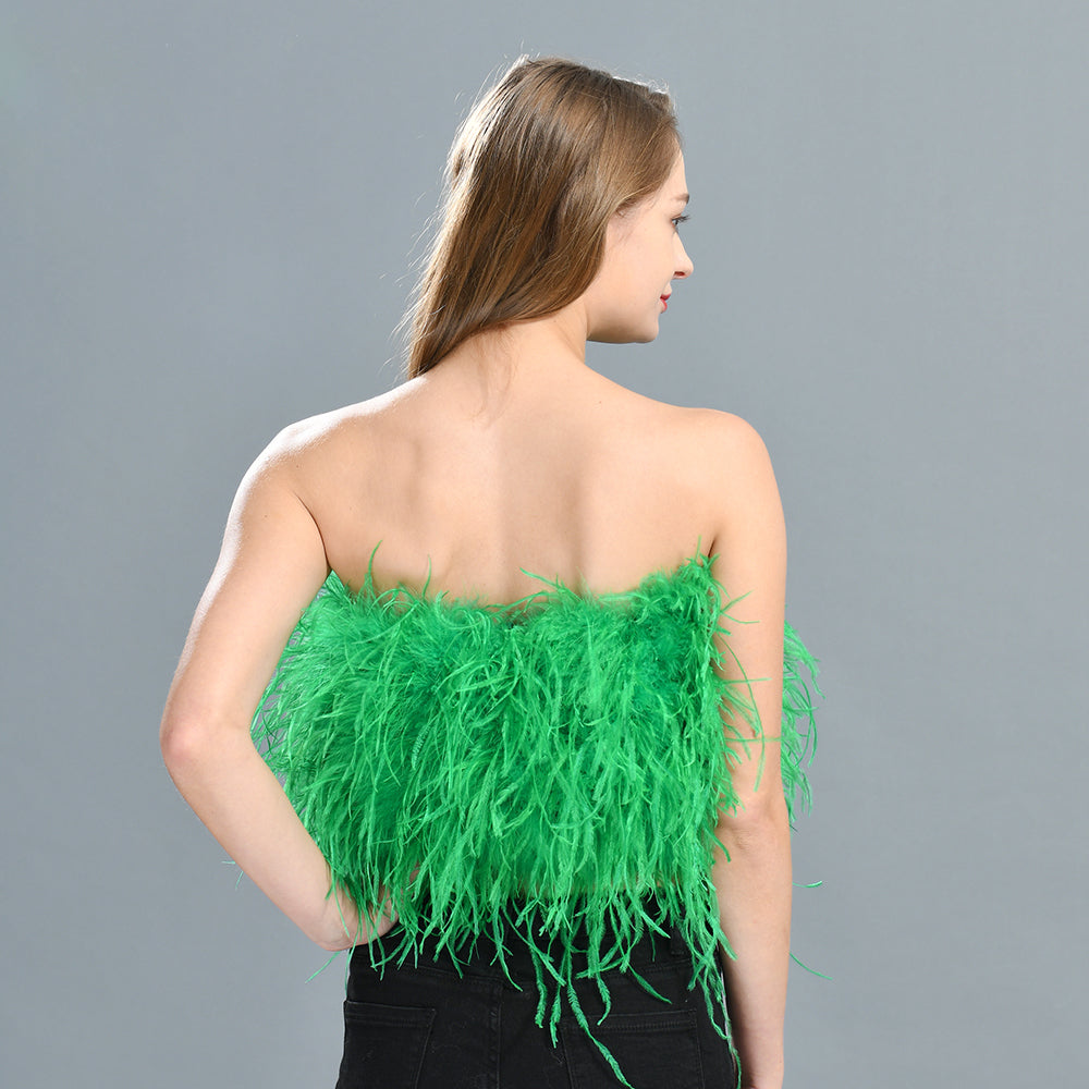 Ostrich Feather Crop Top