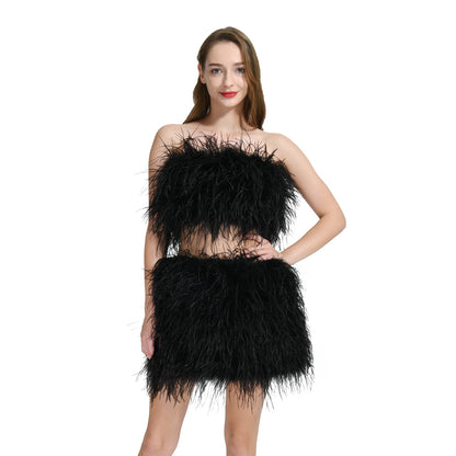 Ostrich Feather Crop Top