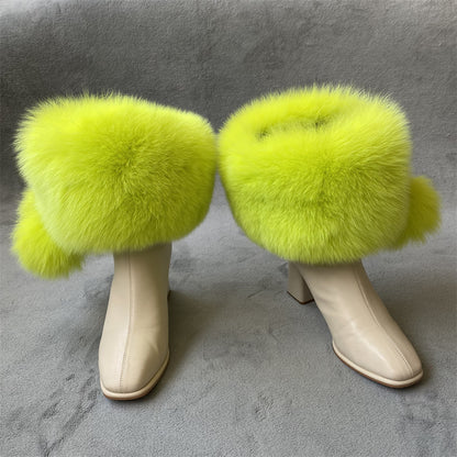 Solid Color Fur Lady Boots Accessories