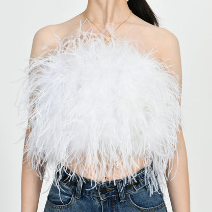 Ostrich Feather Crop Top